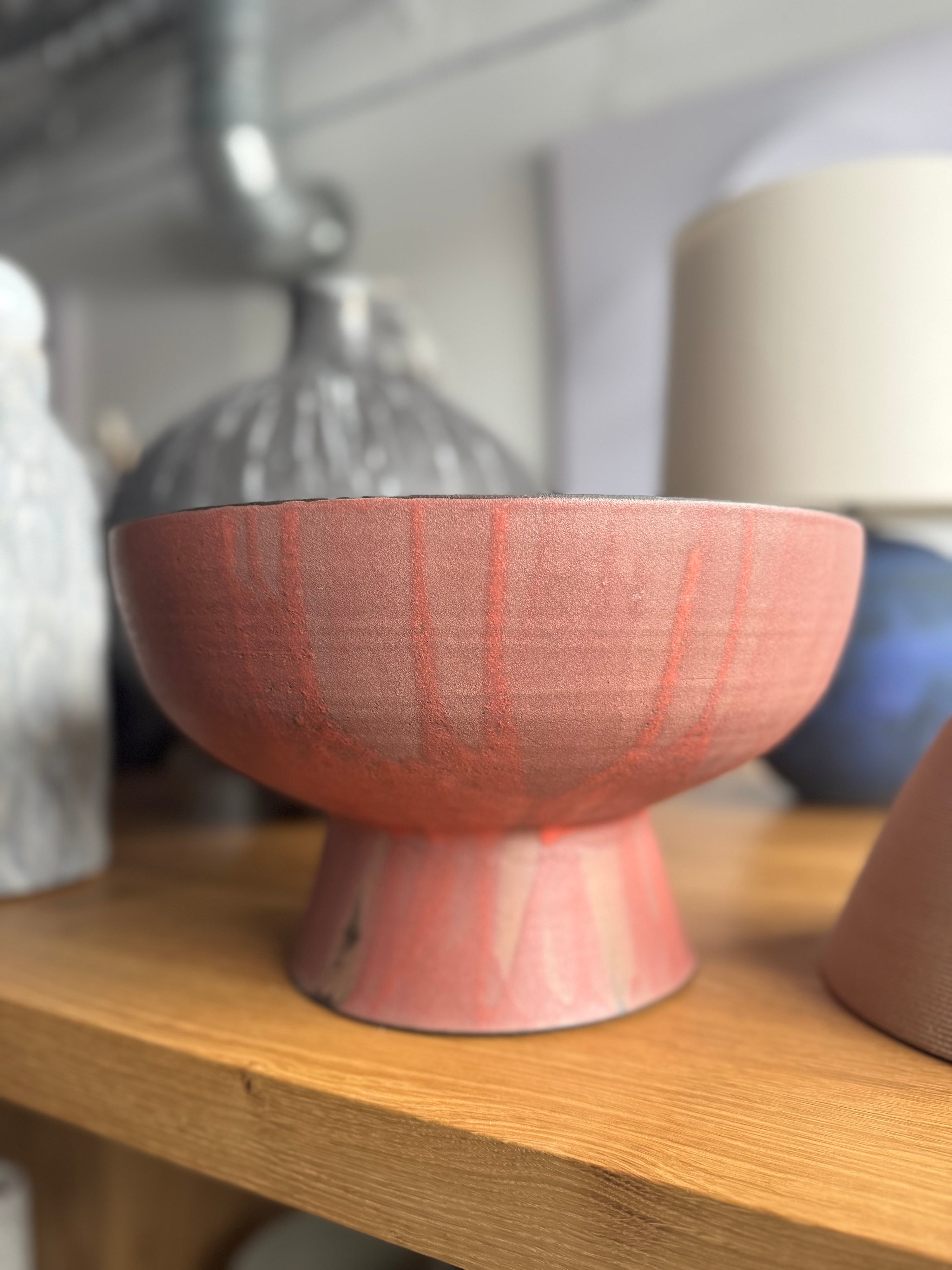 Red pedestal bowl